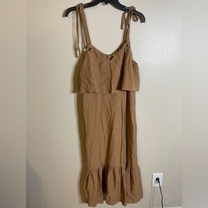 Line & Dot Tan Midi Dress